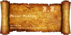 Meier Miklós névjegykártya